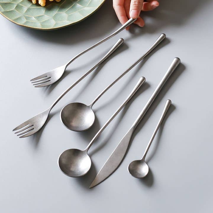 Gohobi - Wholesale Assorted Cutlery Set - Gohobi A Set of 5 Pieces Stonewashed Stainless Steel Cutlery