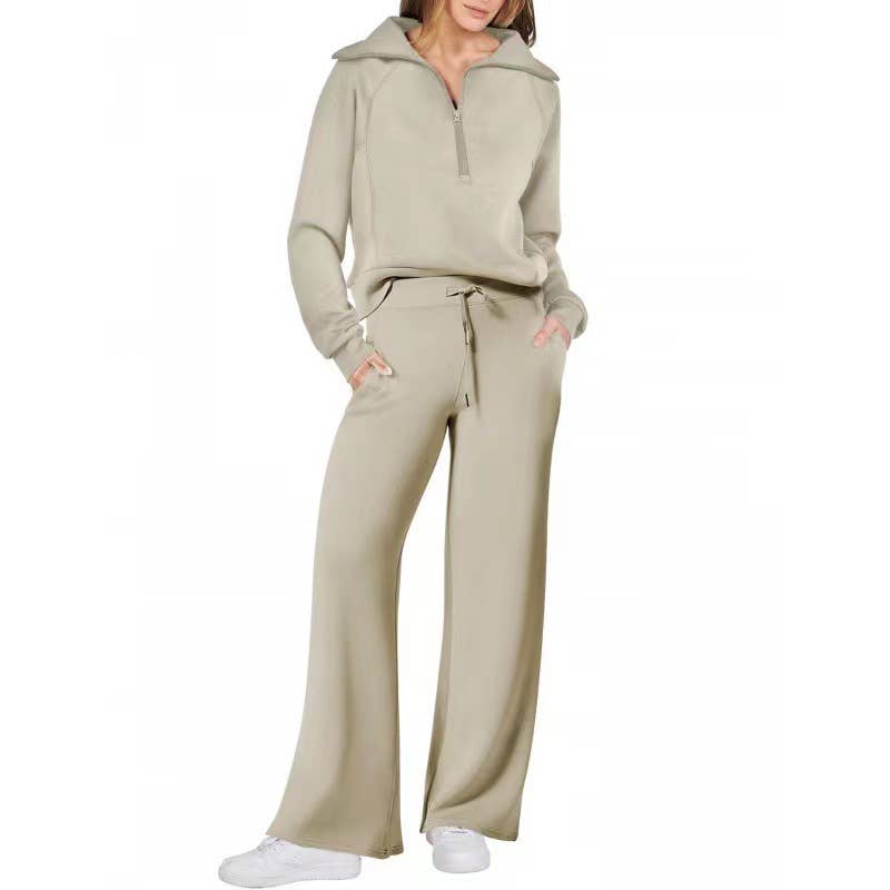 Rosa Clothing - Wholesale Top & Pant Set (NOT Loungewear) - Women's - Oversized Half zip Sweatshirt & Pants 2 Piece Tracksuit8