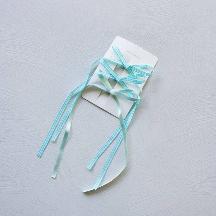 Tiepology - Wholesale Hair pin - Long Mini Check Pattern Bow Hair Pin Set1
