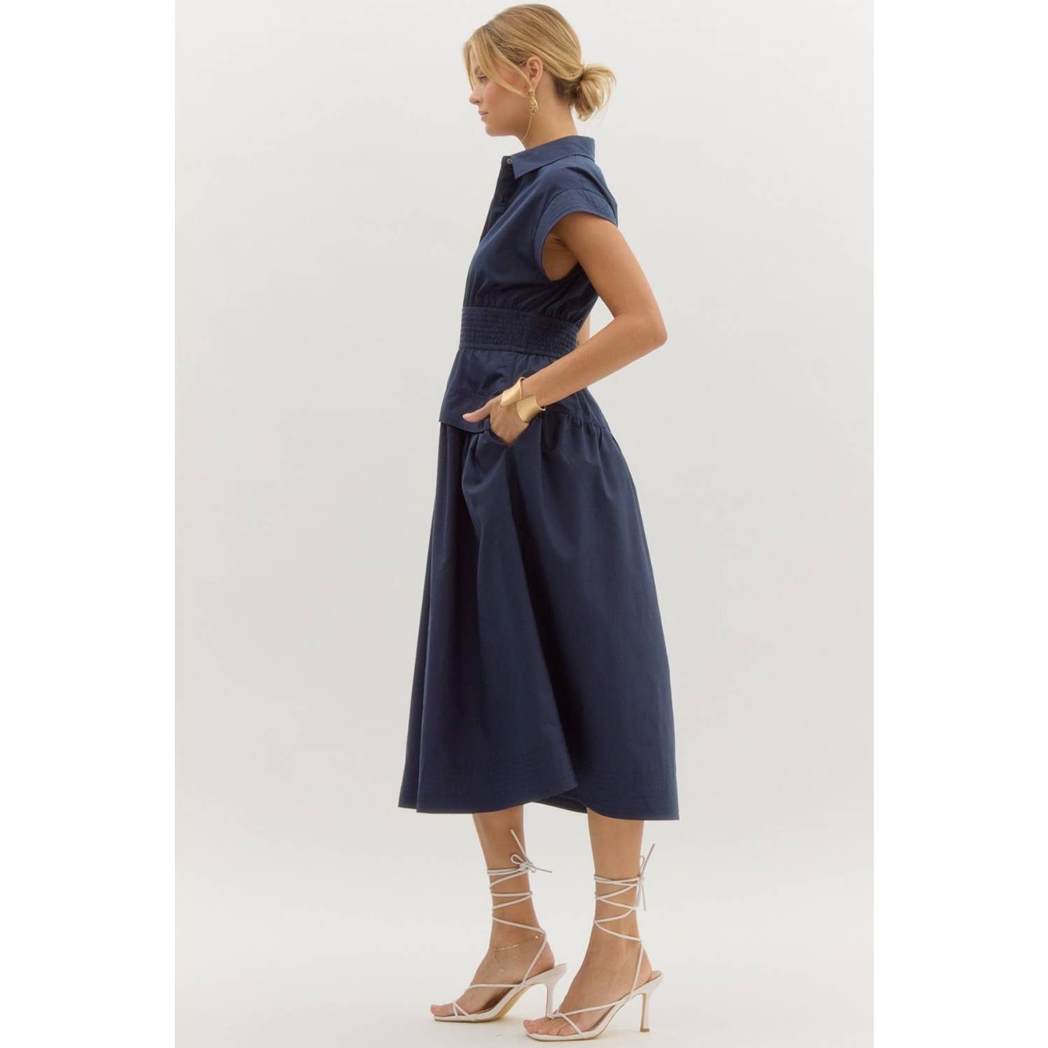 STYLE USA - Wholesale Dress - Women's - Solid cap sleeve midi dress7