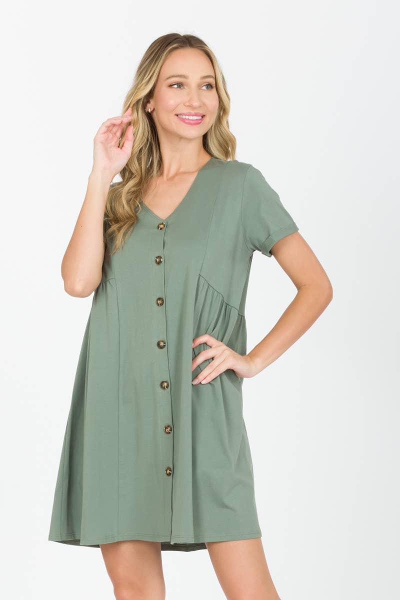 Tres Bien, Inc - Wholesale Dress - Women's - S/S BABYDOLL DRESS WITH BUTTONS4