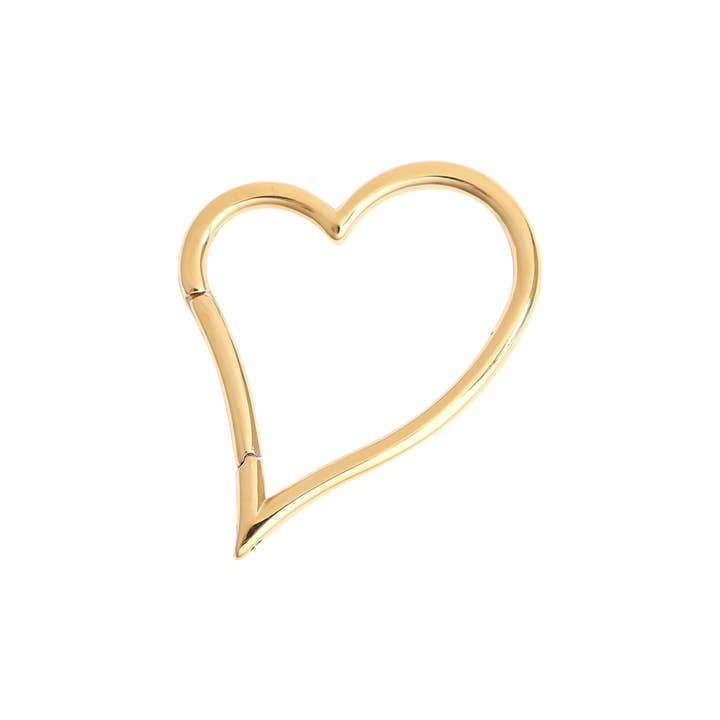 WJW – wholesale Individual charm/pendant – 18K Gold PVD Stainless Steel Large Heart Carabiner / ENC0041