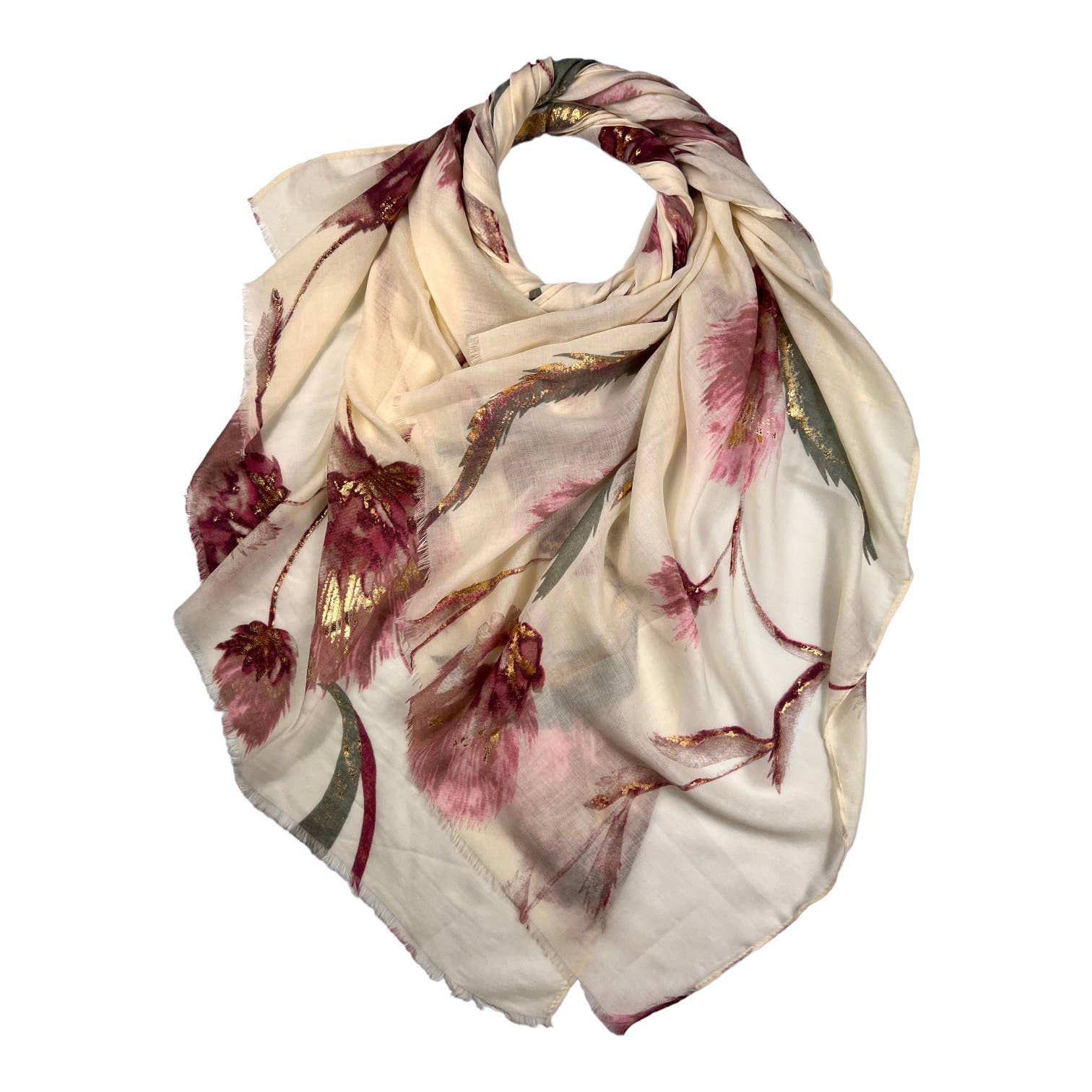 London Scarves - Wholesale Scarf - Women's - Dusty miller flower print on medium weight scarf2