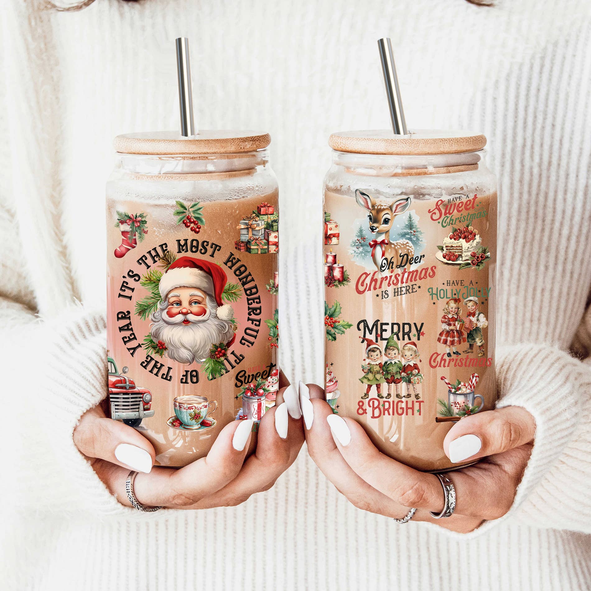 Gia Roma – wholesale Coffee mug – Sparkly Sequin Christmas Bow Decor Gift, Colorful Glass Cups83