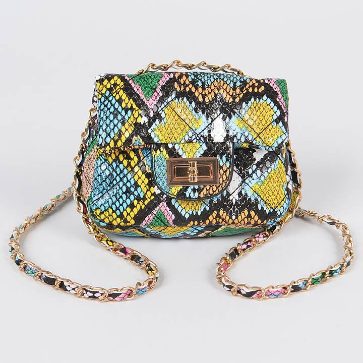 3AM BY H&D ACCESSORIES - Vente Sac à bandoulière – femme - Mini sac matelassé effet peau de serpent multicolore1