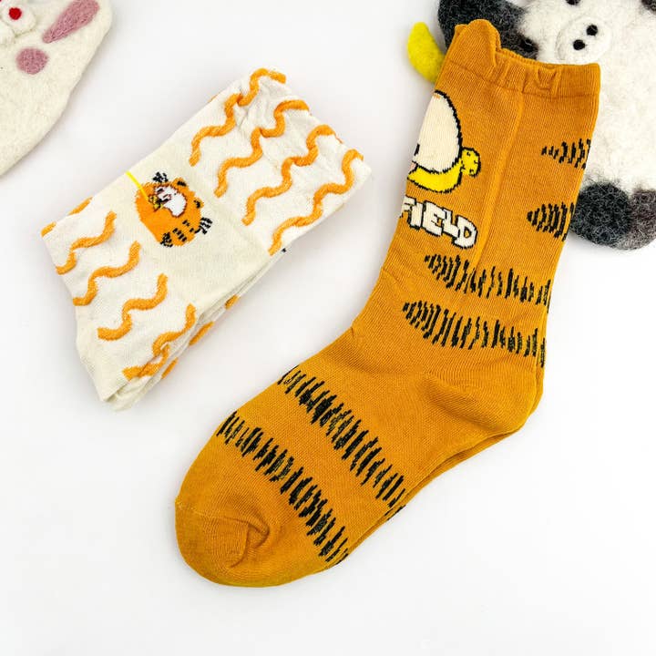 Coffee Cat Mismatched Double-Sided Mid-Crew Socks for wholesale by mildstyles