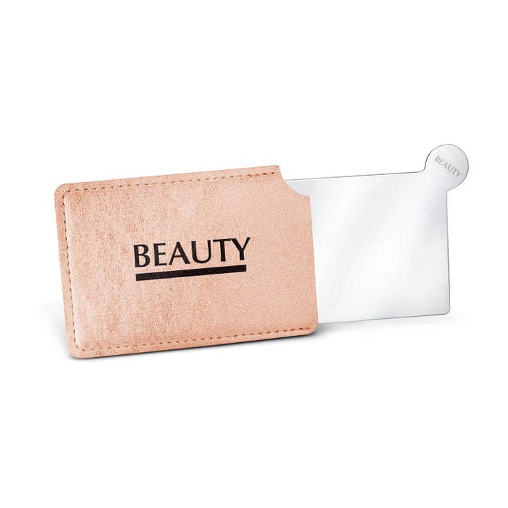 ROEMER WELLNESS - Wholesale Compact Mirror - Stainless steel pocket mirror, in case (rose)2