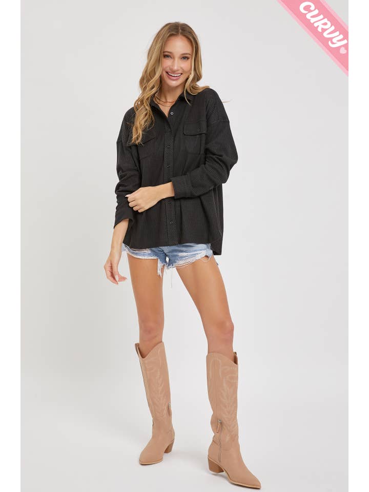 Sweet Lovely by Jen - Wholesale Button Down Shirt - Women's - PLUS SIZE BUTTON DOWN OVERSIZED SHIRTS32