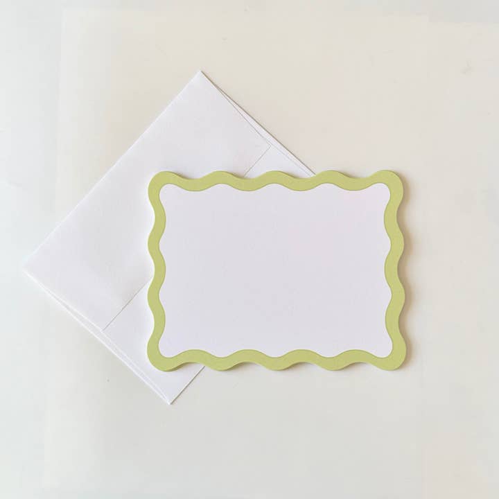 Scallop Edge, Pear - Flat Note Cards for wholesale by Georgetown Paperie