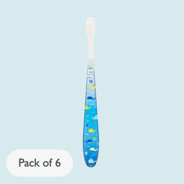 Cepillo de dientes para niños y bebés - Diseño de ballenas | Paquete de 6 unidades para venta al por mayor de HAMICO -Innovative Toothbrush