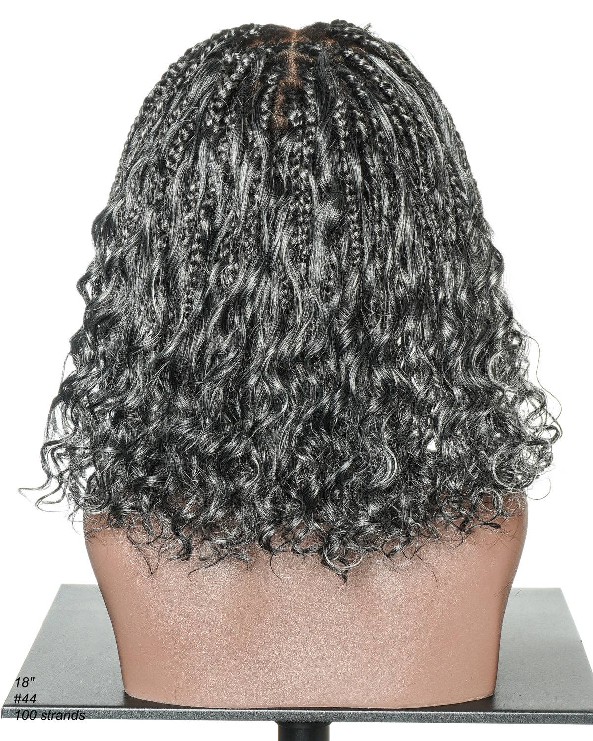 Kiki Bob 12 Inch  Pre Bleached Salt & Pepper Boho Box Braided Wig for wholesale on Faire6