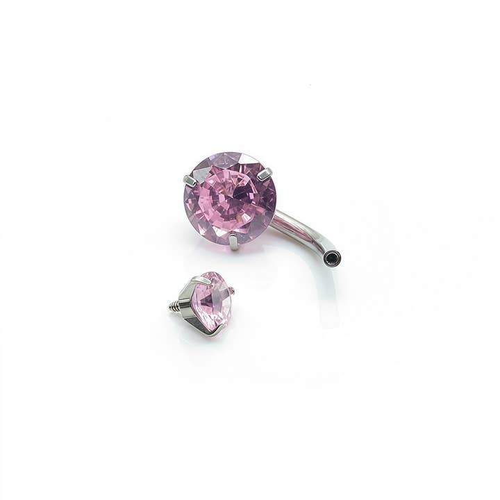 ACCITY - Wholesale Belly Ring - Round CZ 3-Prong Stainless Steel Navel Ring_CWMM93771