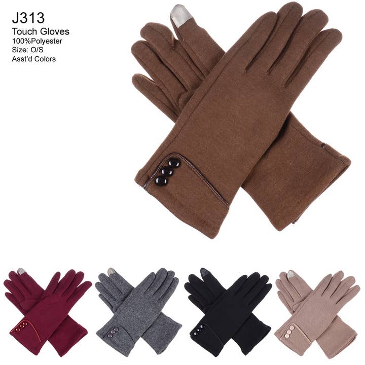J313 - Ladies Fleece Texting Gloves -12 PC for wholesale by Jasper Trading LLC