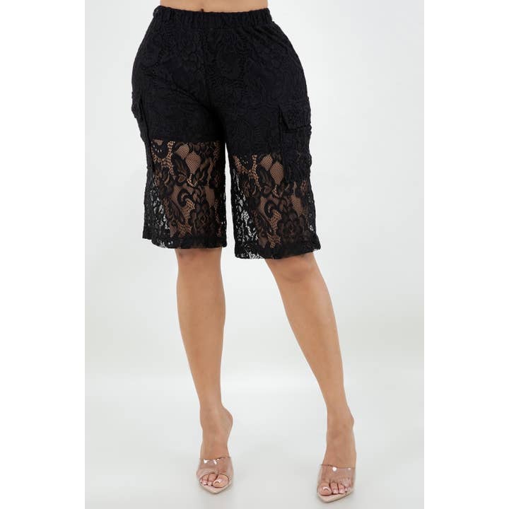 SHORTS IN PIZZO ROMANTICI UTILITY per la vendita all'ingrosso da parte di Black Pearl Clothing