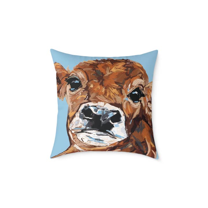 Blue Cava - Wholesale Throw/Decorative Pillow - Brown Cow Farmhouse Square Poly Canvas Throw Pillows4
