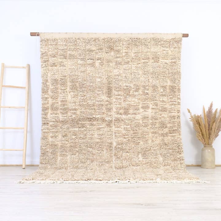 Beige Marokkaans tapijt, beige shag-tapijt, Berbertapijt, 9x12 vloerkleed voor wholesale door Moroccan Woven Treasures