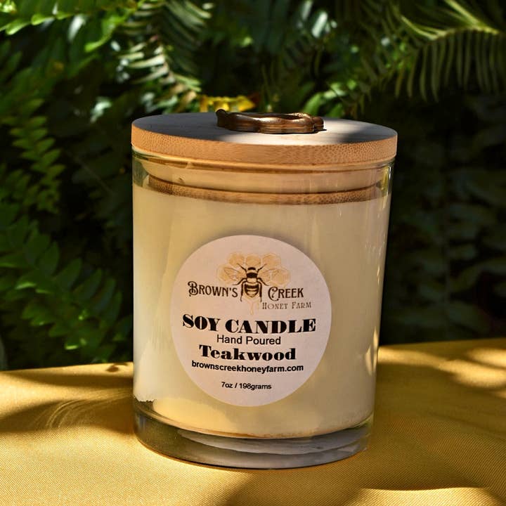 Brown's Creek Honey Farm – wholesale Jar/filled candle – Glass Jar Candle with Lid and Bee Wax Stamp9