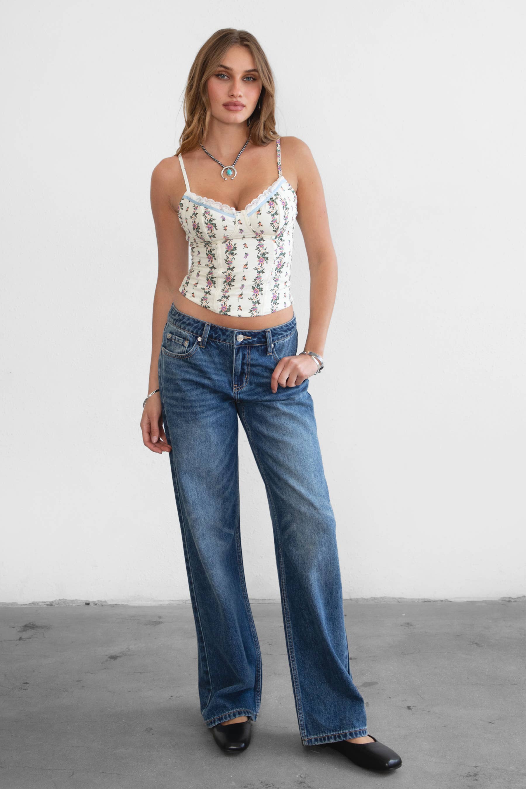 Blue STREIT Dark Denim Washed Low Rise Straight Leg Jeans for wholesale on Faire1