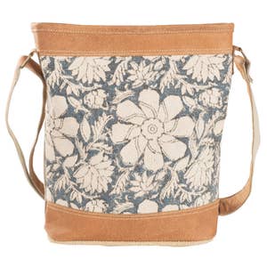 White Patch Canvas Tote Shoulder Bag with Scarf - Ange