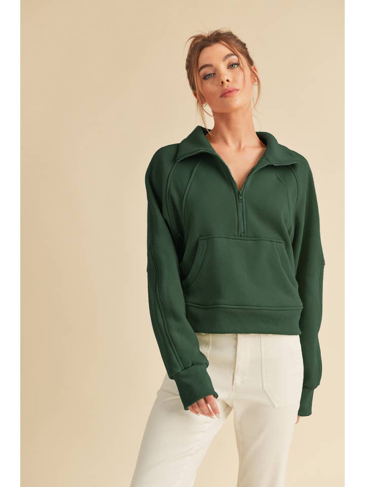 AEMI + CO - Wholesale Sweatshirt – Women's - 950CK Dove Funnel Neck Half Zip 670