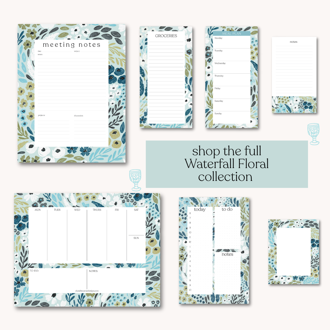 Elyse Breanne Design – wholesale Notepad – Waterfall Floral Meeting Notes Notepad1