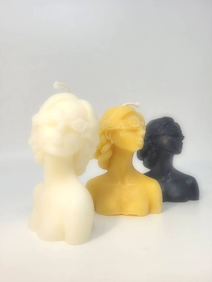 Blind Lady Beeswax Candle for wholesale by Radiant Angel Candle Co