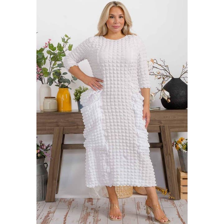 PLUS SIZE MULTI POKET POPCORN DRESS for wholesale by omgstyles