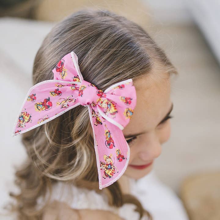 Golden Dot Lane - Wholesale Hair Bow - Kids - Vintage Cutie Cupid Cowboy 4" Cotton Serged Hair Bow