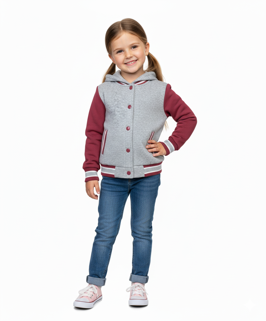 Unik - Wholesale Varsity/Baseball Jacket - Women's - Plain Varsity Fleece Hoodies 2-4 8