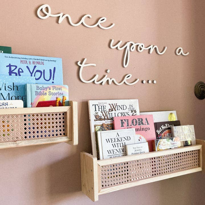 Natural Wall Mount Rattan Shelf Montessori for Kids, Nursery, Boho for wholesale on Faire4