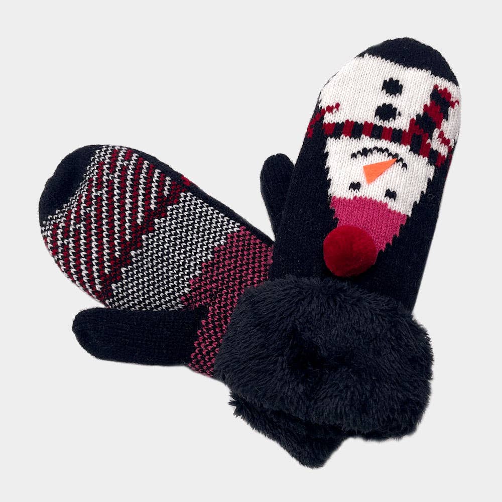 Sensibling Corp. – wholesale Vantar - Dam – Snögubbetryckta fuskpälshandskar3