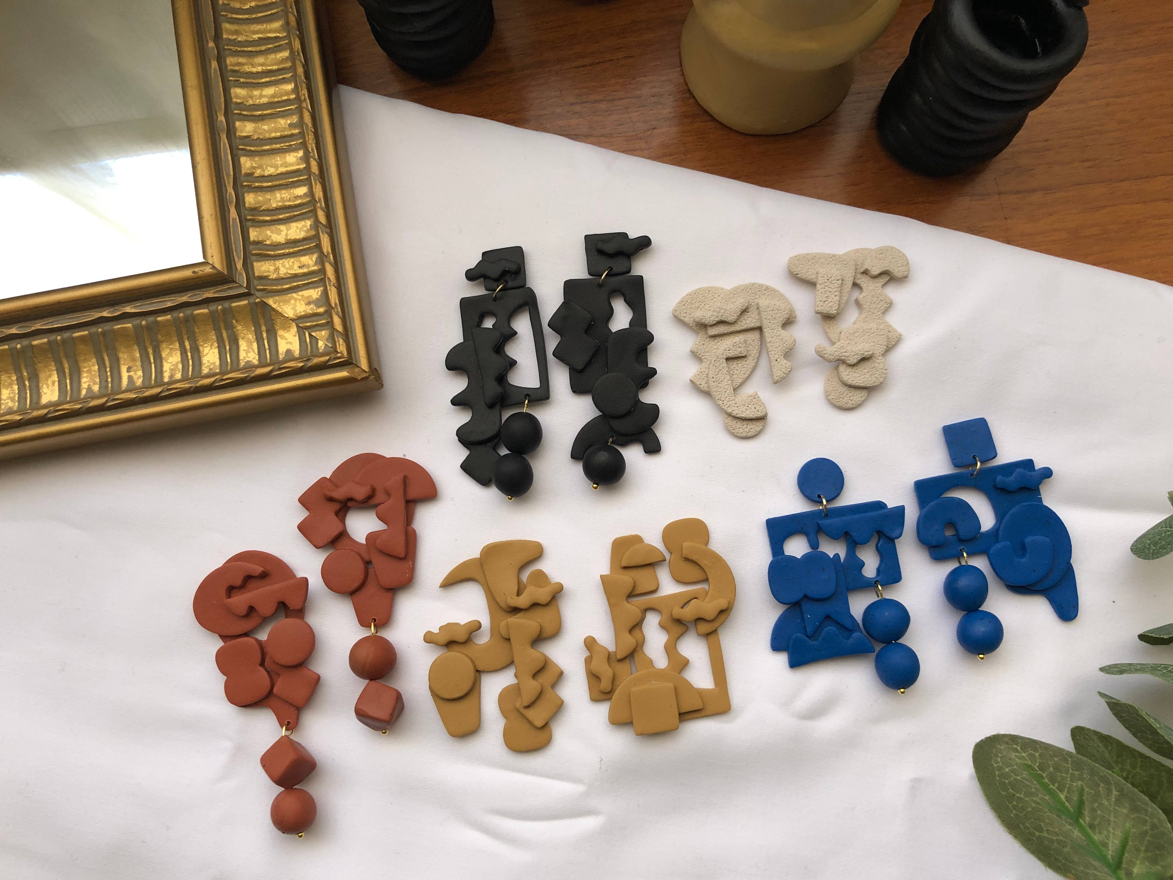 Frida Smallo Designs - Wholesale Dangle Earrings - Abstract Sculptures Polymer Clay Earrings3