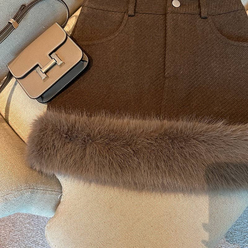 safistyle – wholesale Skirt – Women’s – Fur Trim Mini Skirt with High-Waist Fit4