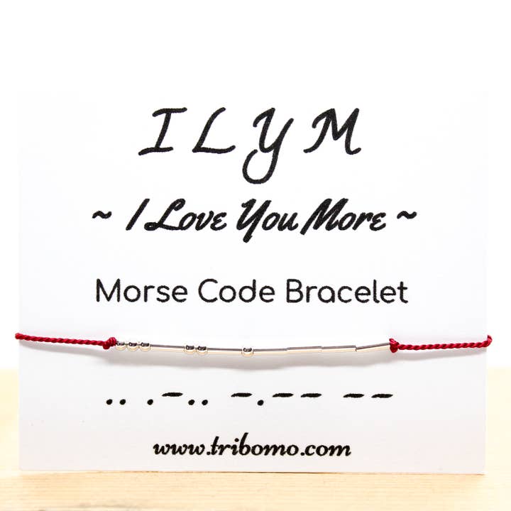Tribomo - Wholesale Charm/Dangle Bracelet - Sterling Silver and Silk Cord Morse Code Bracelet ILYM