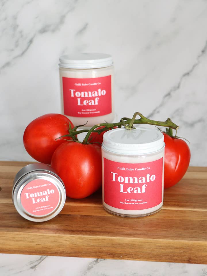 Tomato Leaf Candle | Tomato + Basil + Green Leaves for wholesale by Chill, Babe Candle Co