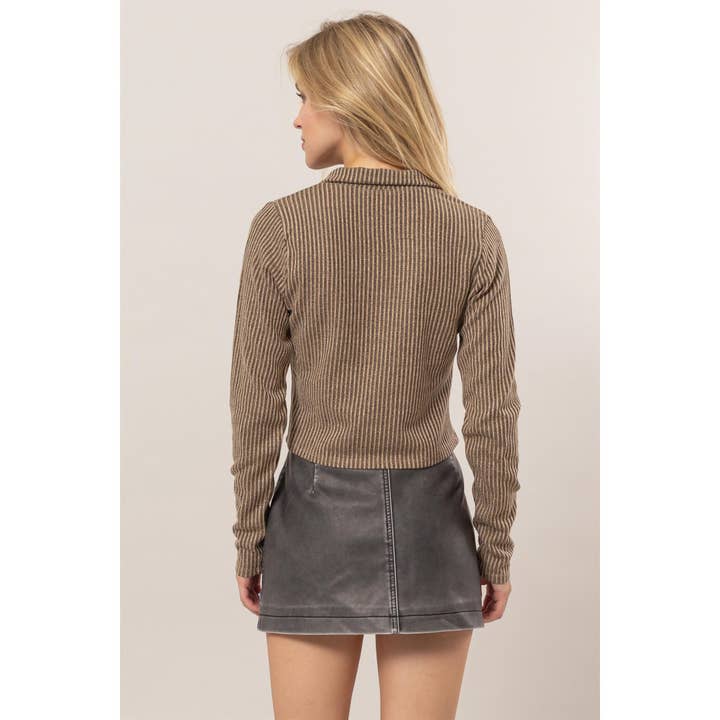 HYFVE - Wholesale Shirt - Women's - Striped Zip-Up Knit Top3