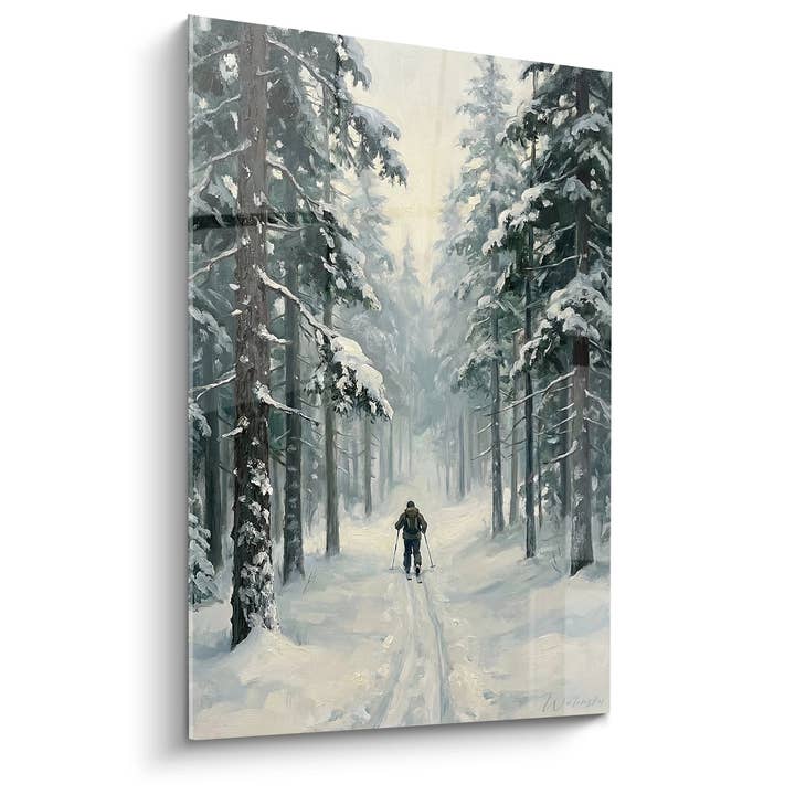 Skier in Snowy Forest Painting - Winter Solitude - Ski Edition for wholesale by Walensky