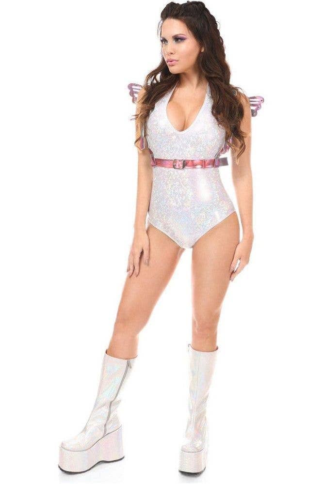 Daisy Corsets - Wholesale Costume - Women's - Fuchsia Holo Body Harness w/Wings - Small3