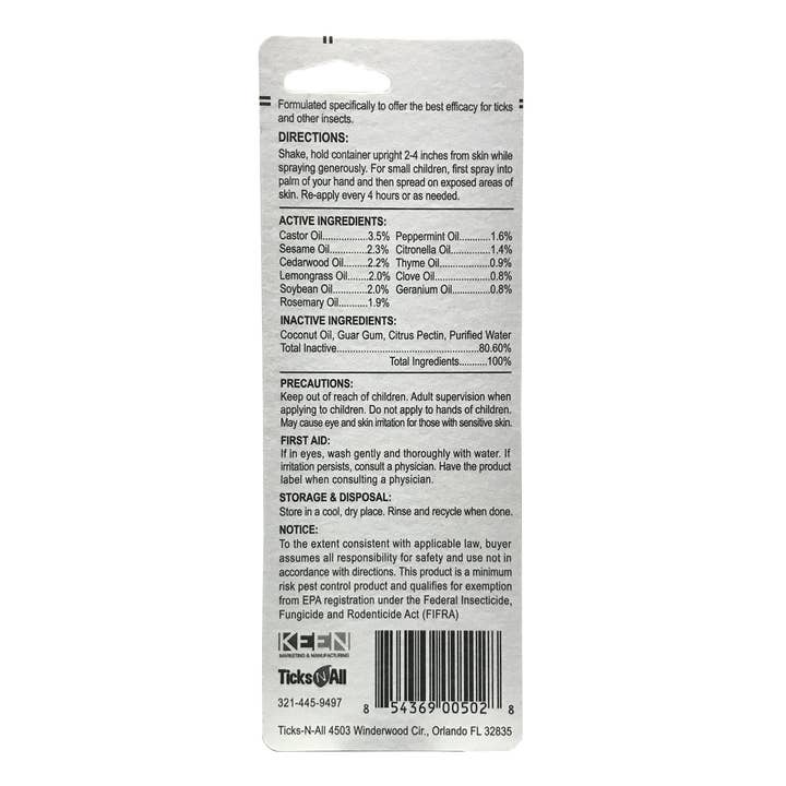 Ticks-N-All – wholesale Insect repellent – Natural Tick Repellent - Mini Spray1