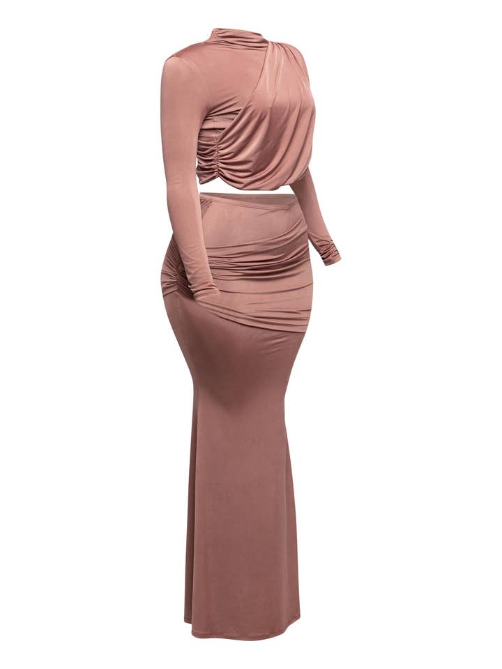 K Too - Wholesale Top & Skirt Set - Women's - PLUS SIZE Shirring detailed top & long skirt set