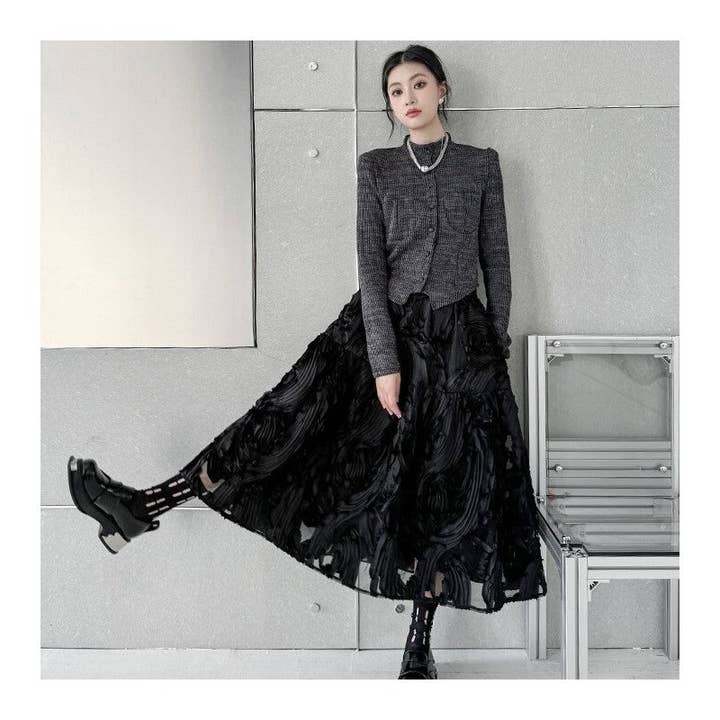 Sheer Trend - Wholesale Skirt - Women's - 3D Pattern Mesh Skirt3