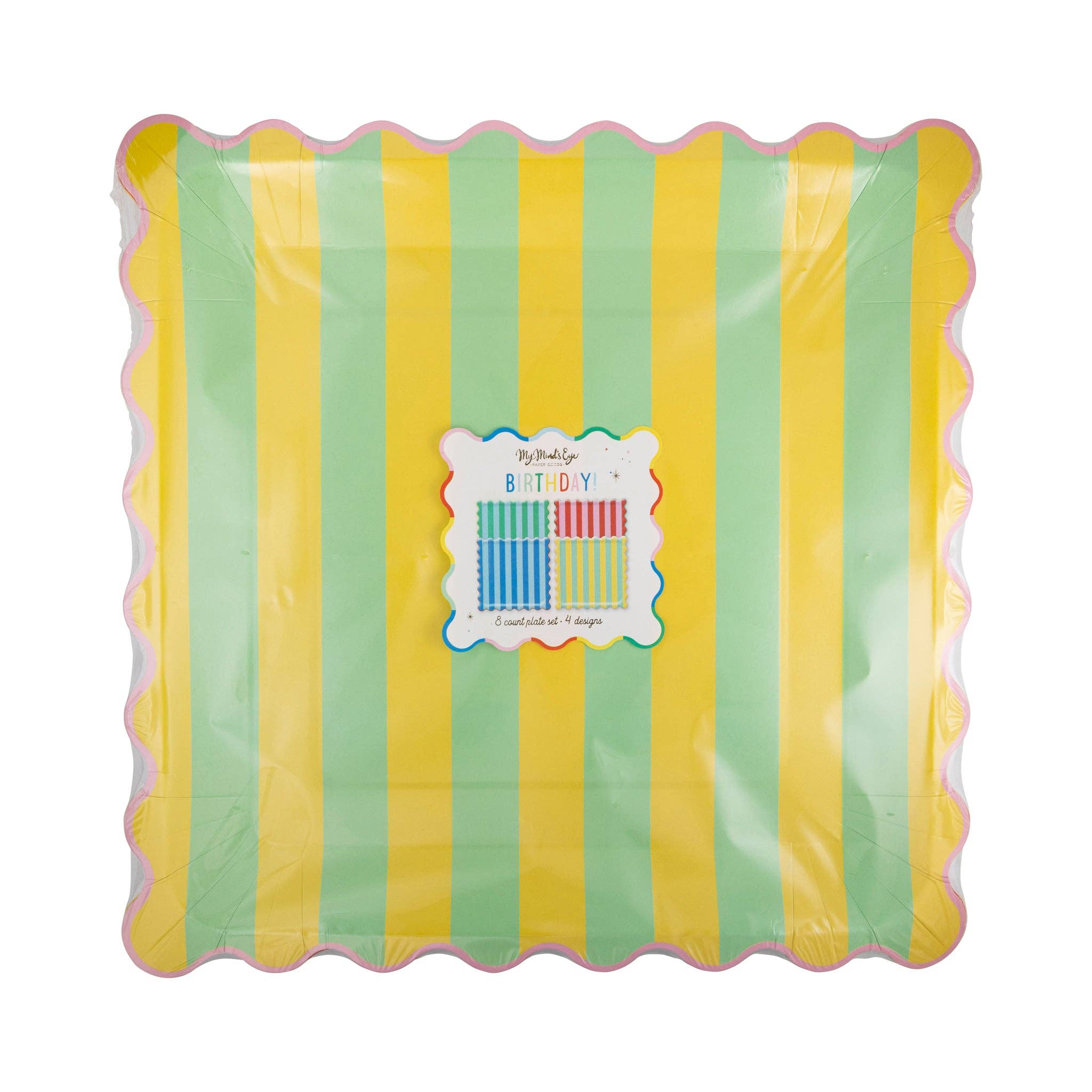 My Mind’s Eye - Wholesale Disposable plate - HBD1140 - Bright Striped Plate Set10