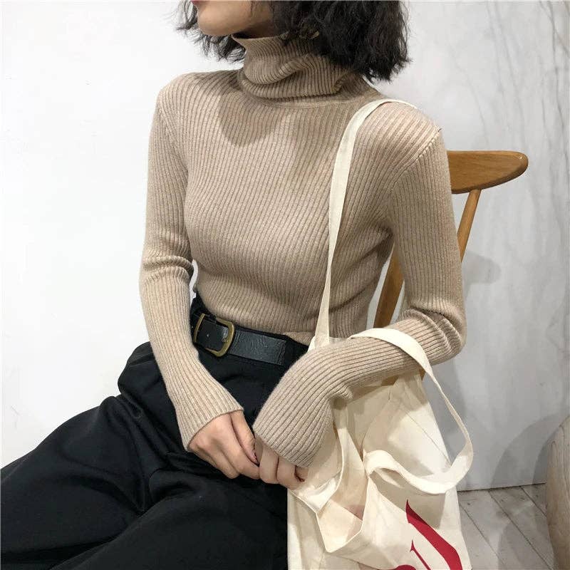 Blak Wardrob - Wholesale Knitted jumper – Women′s - Turtleneck Women Korean Sweater19