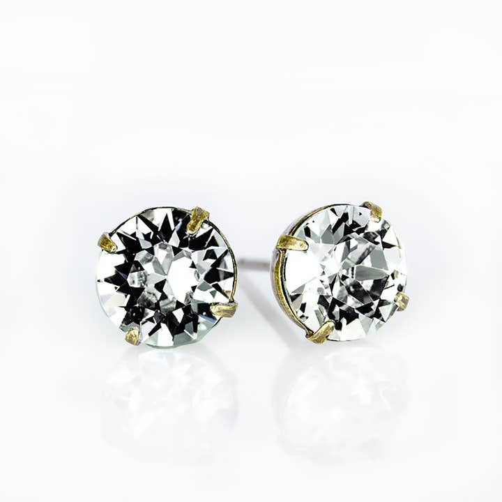 Simple Crystal Stud Earring - Brass - 6mm for wholesale by Anne Koplik Designs, Inc.