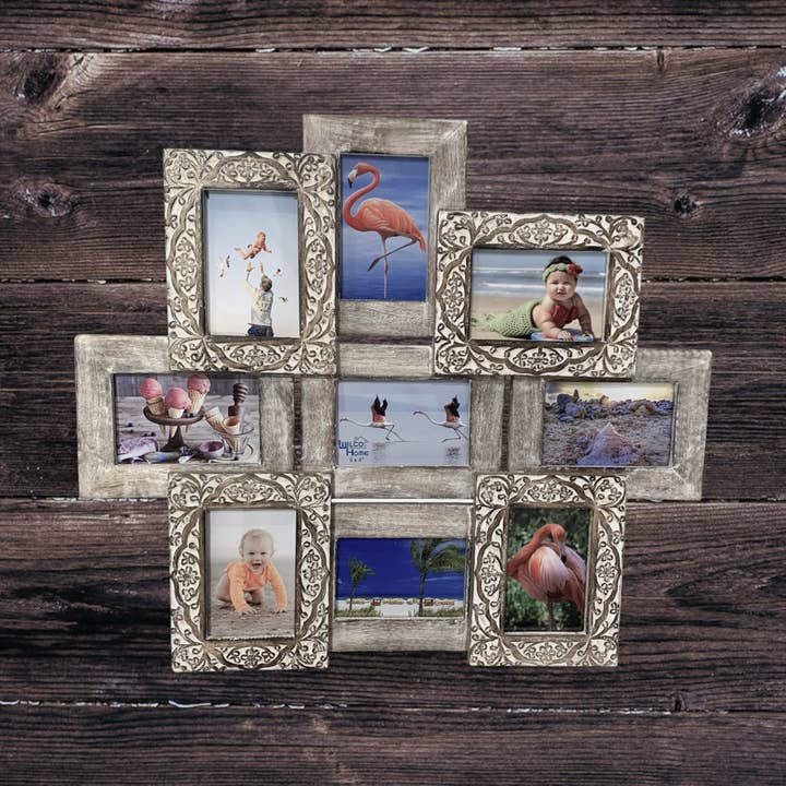 Wilco Home - Wholesale Picture frame - "Generations" Nine Photo Frame Mango Wood Wall Collage4