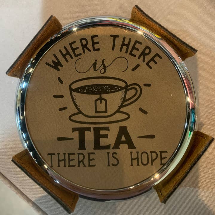 4 pk coasters w/assorted engraved sayings for wholesale by Above & Beyond ScreenPrinting @ More