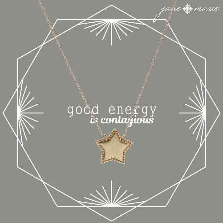 16" Gold Star with Raised Stud Accents Necklace for wholesale by Jane Marie