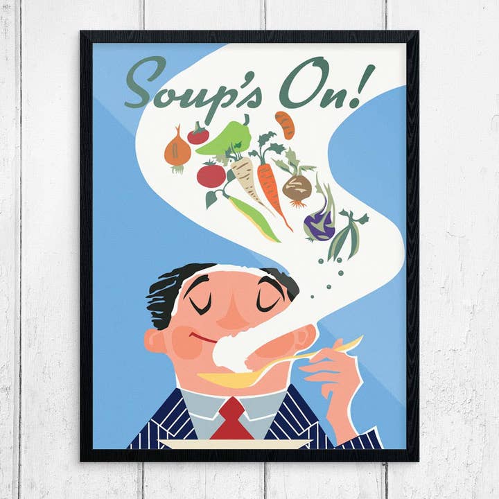 8" x 10" Soup's On! Happy Man Print for wholesale by Fridgedoor