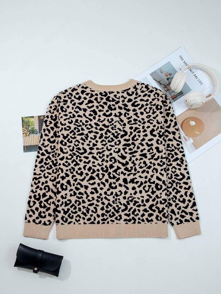 Babs + Birdie - Wholesale Cardigan - Women's - Leopard Chunky Knitted Cardigan Sweater3