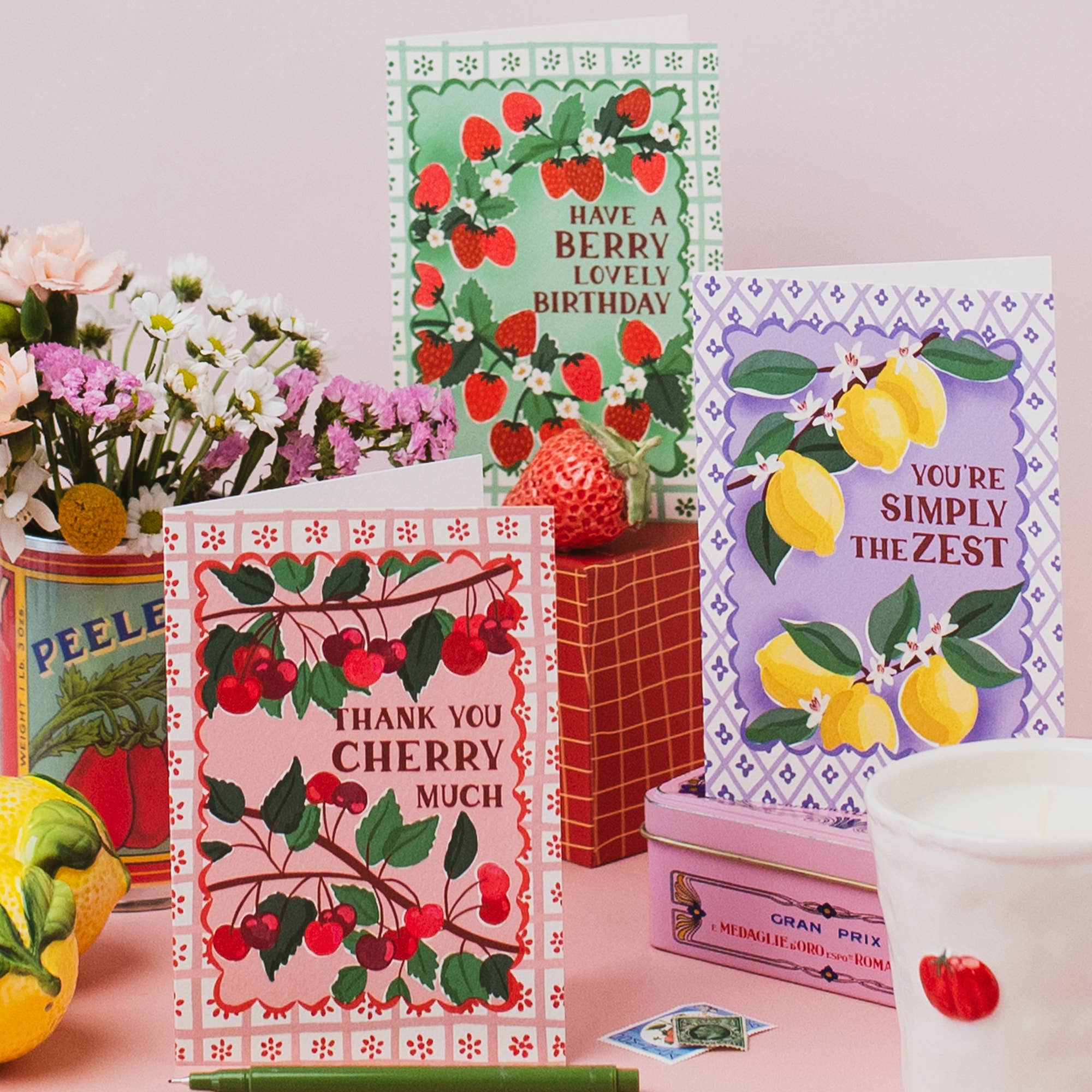 Jessie Maeve Studio - Wholesale Birthday Card - Papaya Birthday Card - Mediterranean Fruit Premium A6 Card5